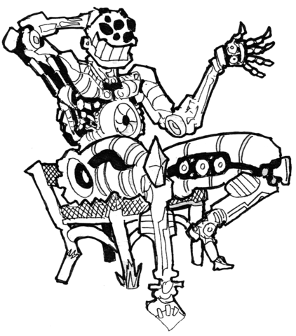 Sci Fi Robot   Spider Head Coloring Page